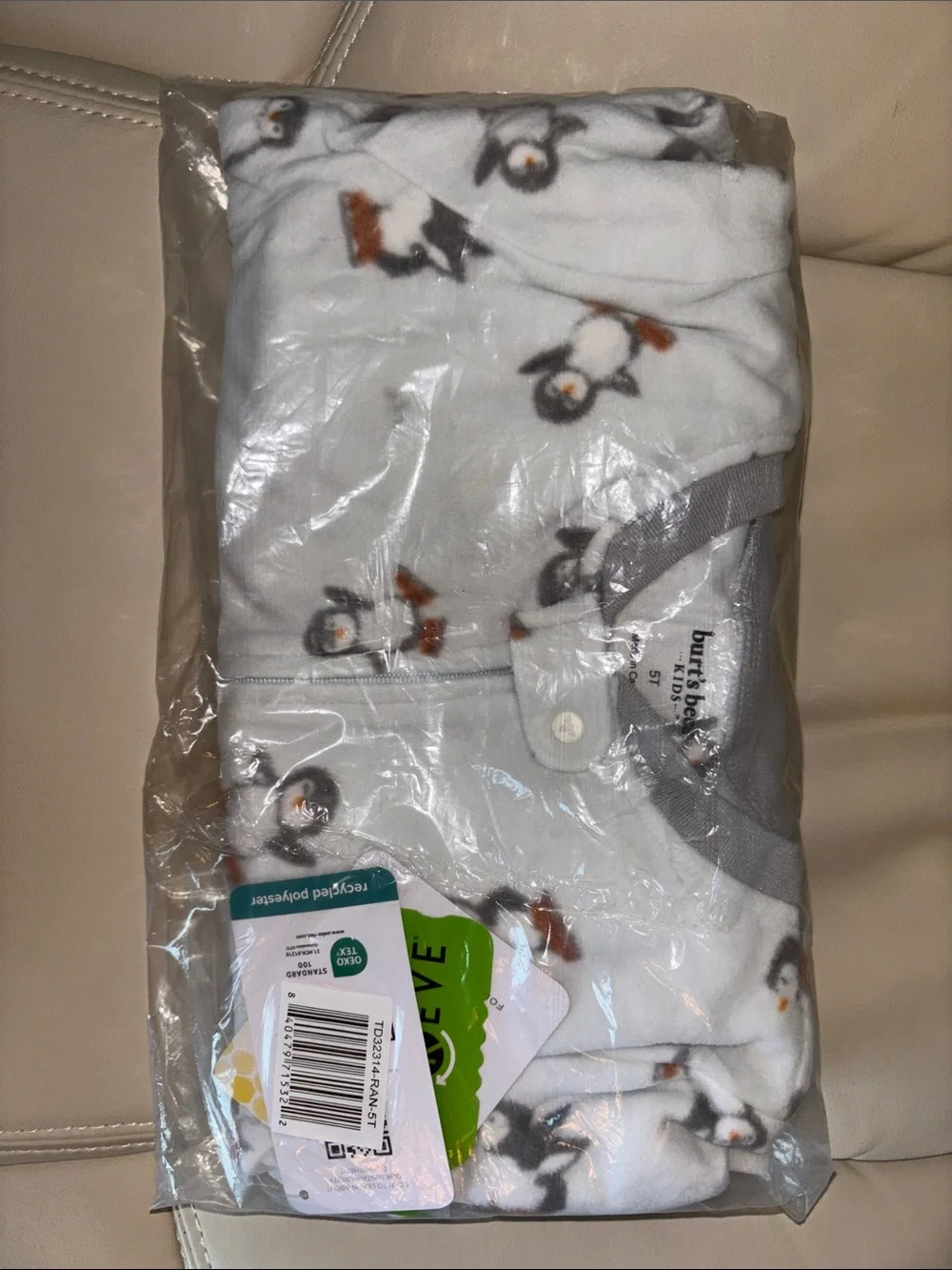 Burt’s Bees Toddler Penguins 🐧 On Ice 🧊 Micro-fleece Pajamas 5T